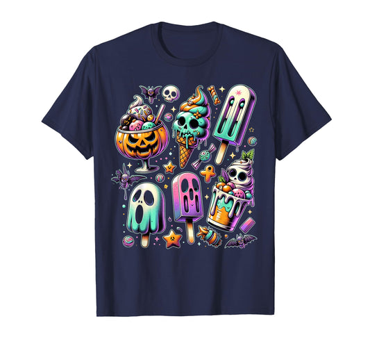 Vintage Horror Movie Summer Popsicle Halloween Summerween T-Shirt