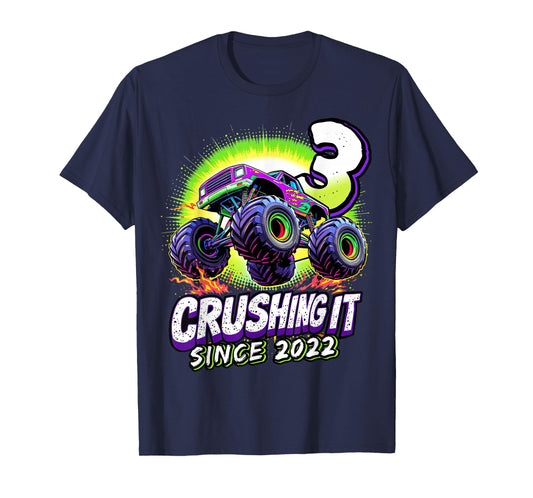 Birthday Monster Truck 3 year Old Boys 3rd Party Born 2022 T-Shirt