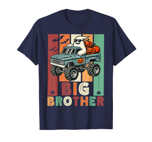 Vintage Ghost Monster Truck Halloween Big Brothers Pumpkins T-Shirt