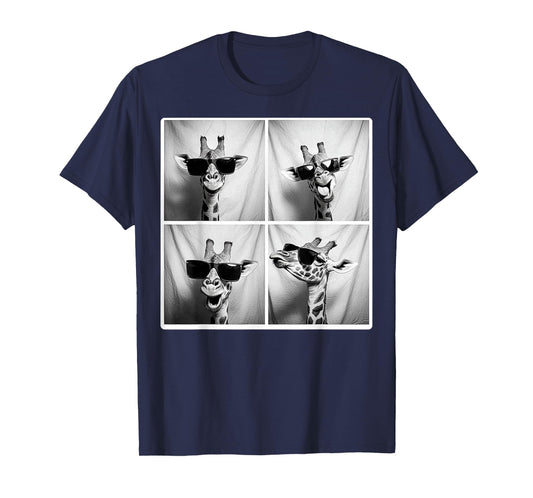 Giraffe Wearing Sunglasses Funny Photobooth Safari Selfie T-Shirt