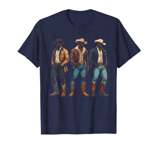 Black Cowboy Western Rodeo Melanin Black History Texas Men T-Shirt