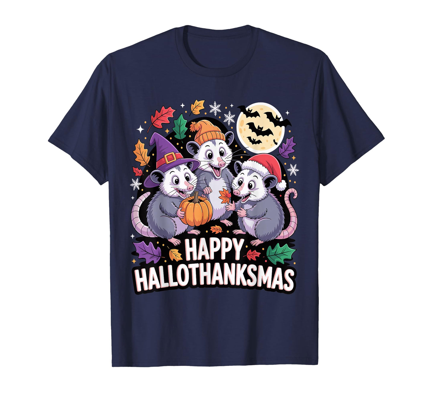 Happy Hallothanksmas Opossum Pumpkin Fun T-Shirt