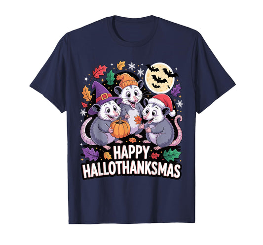Happy Hallothanksmas Opossum Pumpkin Fun T-Shirt