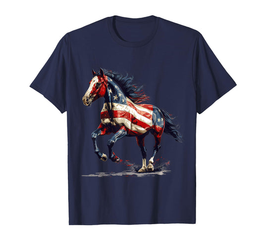 Patriotic Horse USA Flag Vintage Horse 4th Of July T-Shirt