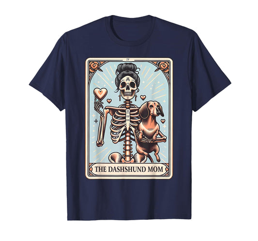 Valentine's Day Dachshund Mom Tarot Card Skeleton Doxie Mama T-Shirt