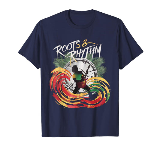 Vintage Roots & Rhythm Reggae Music Watercolor Art T-Shirt
