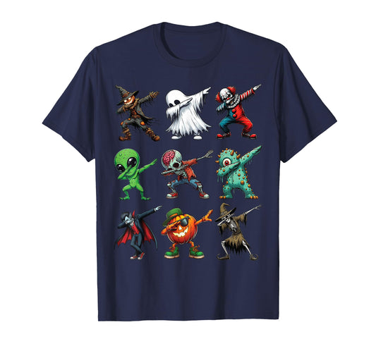 Dabbing Halloween Zombie Skeleton Pumpkin Scarecrow Ghost T-Shirt