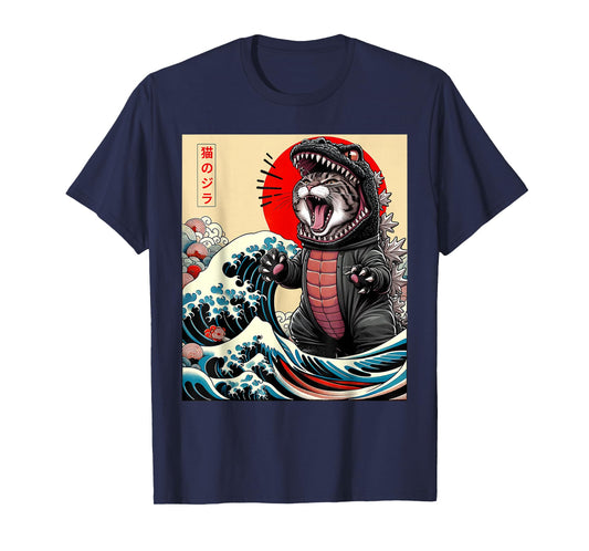 Catzilla Cat Japanese Art Funny Cat For Men Women Kid T-Shirt