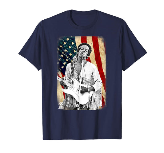 Jimi Hendrix Star Spangled Banner American Flag Vintage Band T-Shirt