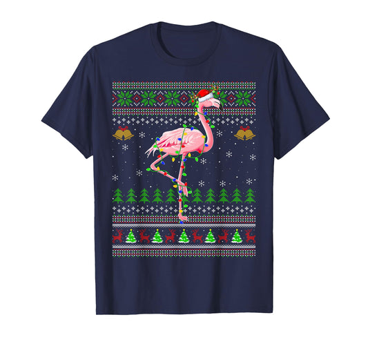 Flamingo Ugly Christmas Sweaters Holiday Santa Cute Xmas T-Shirt