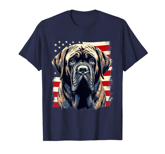 4th Of July US Flag English Mastiff Dog T-Shirt