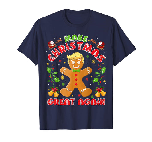 Funny Trump Gingerbread Man Make Christmas Great Again 2024 T-Shirt