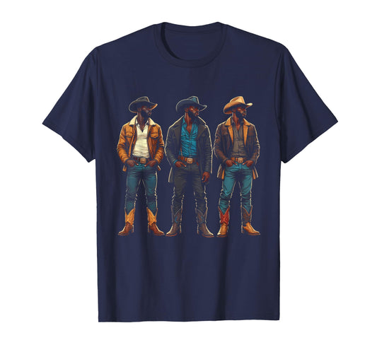 Black Cowboy Western Rodeo Melanin Black History Texas Men T-Shirt