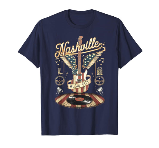 Nashville Music City Tshirt Women Men Tennessee Rock Country T-Shirt