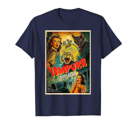 Funny Vampire Dracula Cat Halloween costume Vampurr cat T-Shirt