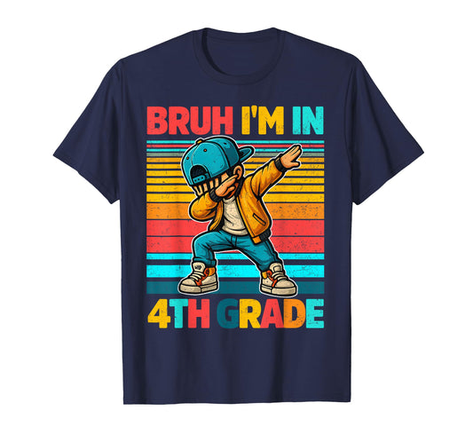 Vintage Bruh Im In 4th Grade First Day School Dabbing Boys T-Shirt