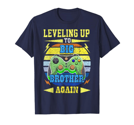 Funny Leveling Up To Big Brother Again Big Bro Gaming Gifts T-Shirt