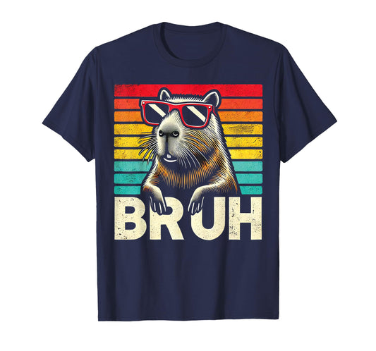 Capybara Bruh Retro Vintage Funny BRUH Capybara Kids T-Shirt