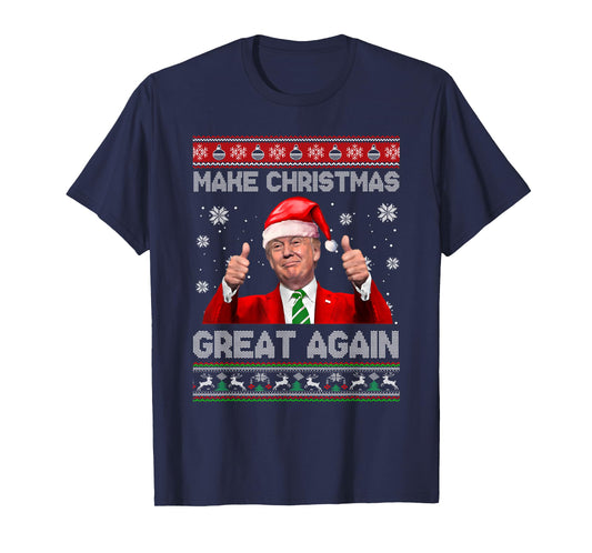 Make Christmas Great Again Xmas Funny Trump Pajamas Ugly T-Shirt