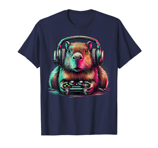 Funny Capybara Lover Unisex-Kids Capybara Video Games Graphic T-Shirt