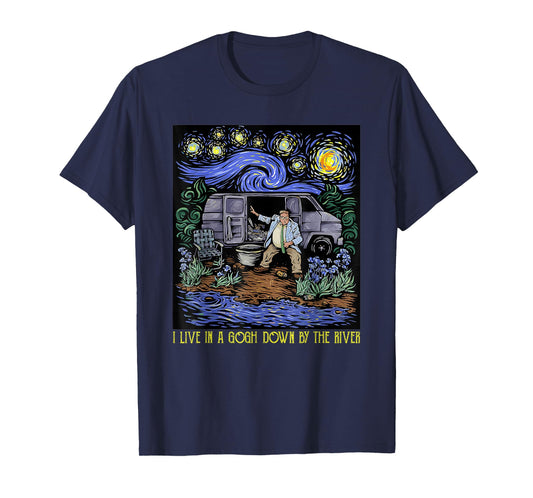 I Live In A Van-Gogh Down-By The River Vintage T-Shirt