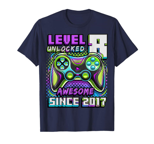 8th Birthday Boy Level 8 Gamer 8 Year Video Game Party T-Shirt