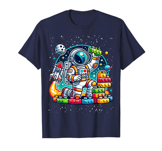 Master Builder Space Astronaut Building Blocks Bricks Boys T-Shirt