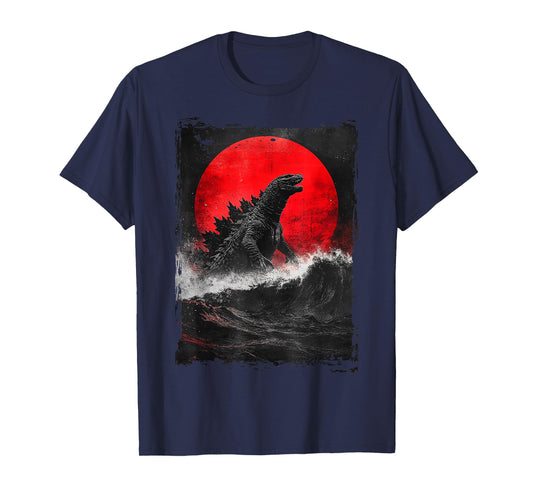 Japanese Kaiju Art T-Shirt: Unisex-Adults, Kids; Black; Small; Short Sleeve; Cotton, Polyester; Unique Kaiju Design