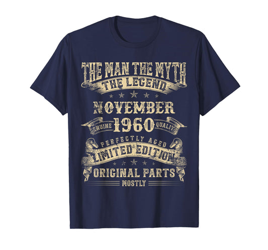 65th Birthday Gifts for Men Mythology of November 1960 T-Shirt