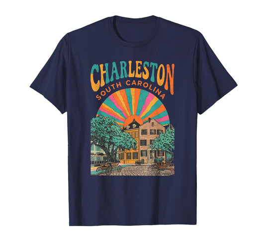 Retro Charleston South Carolina Sunset Coastal Vintage T-Shirt