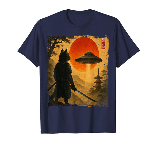 Cat Ninja Alien Vintage Japanese Art Samurai Ukiyo-e Cat T-Shirt