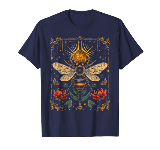 Vintage Bee Tarot Card Floral Bees Cottagecore Aesthetic T-Shirt