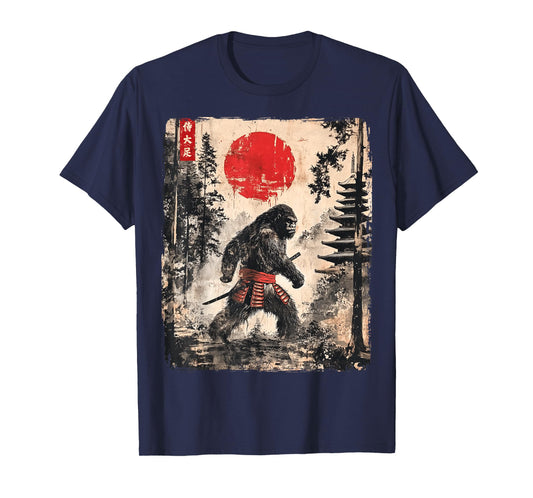 Samurai Bigfoot Japanese Vintage Graphic Ukiyo-e Art Funny T-Shirt