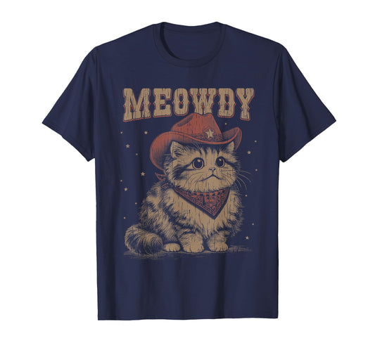 Meowdy Cat Western Cute Cowgirl Vintage Graphic T-Shirt
