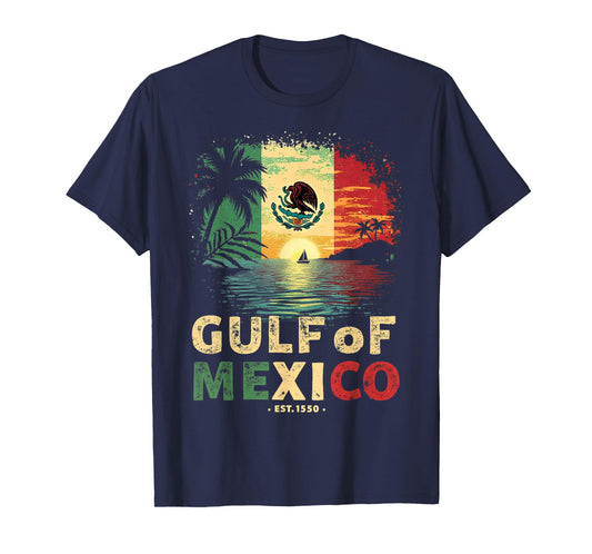 Gulf Of Mexico Est 1550 Mexican Gulf of Mexico Flag Vintage T-Shirt