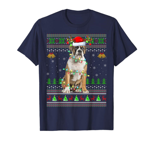 English Bulldog Ugly Christmas Sweaters Holiday Santa Xmas T-Shirt