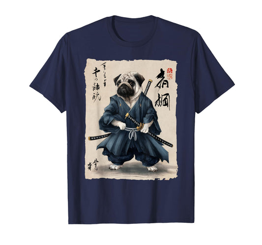 Samurai Pug Japanese Anime Dog Pug Lover Funny For Men Women T-Shirt