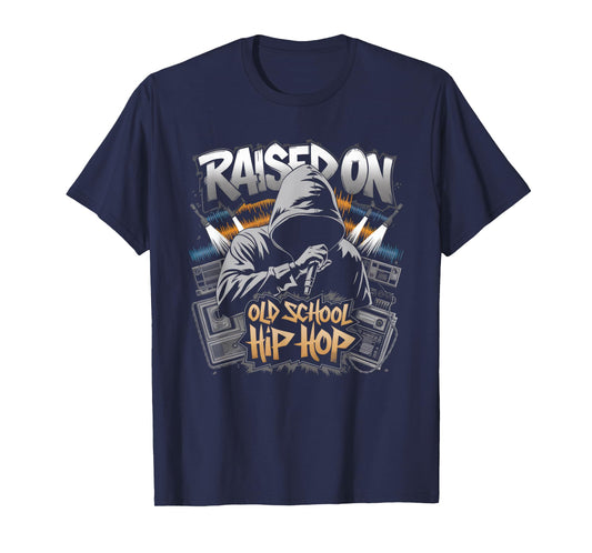 RAISED ON OLD SCHOOL HIP HOP Tshirt Cassette Graffiti Rap T-Shirt
