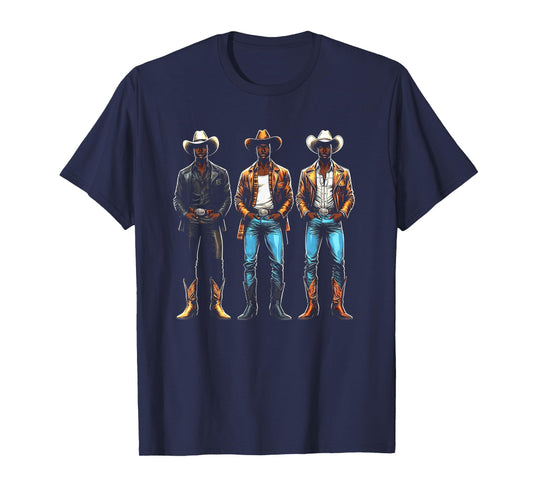 Black Cowboy Western Rodeo Melanin Black History Texas Men T-Shirt