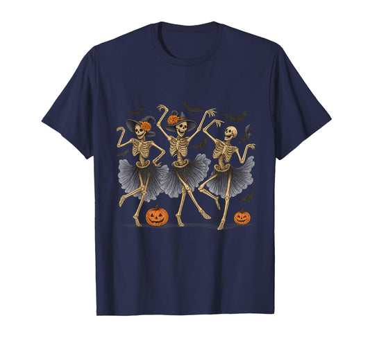 Dancing Skeletons Halloween Witch Hat Funny Costume T-Shirt