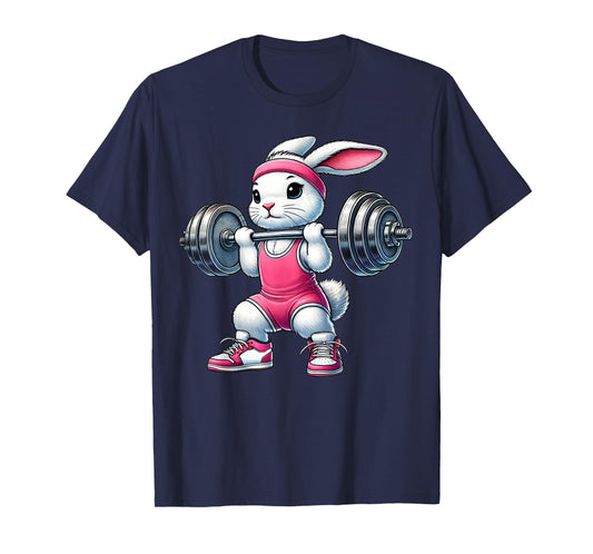 Easter Bunny Lifting Weight Gym Fitness Workout Training T-Shirt