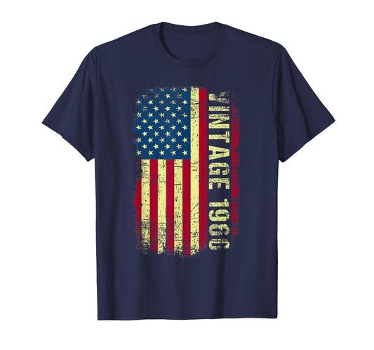 Vintage 1960 Made In 1960 American Flag 65th Birthday Gifts T-Shirt