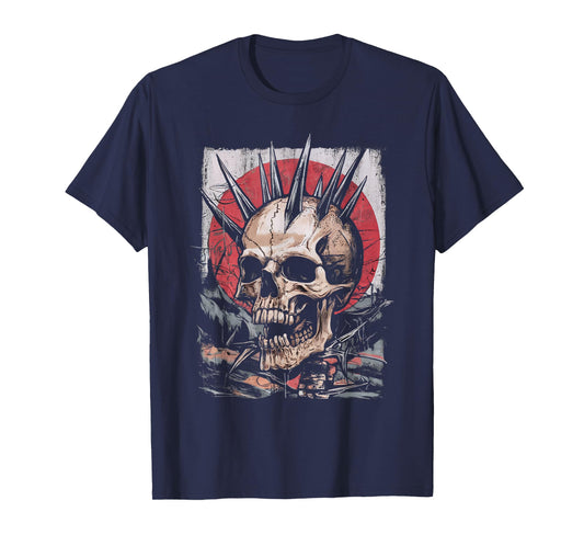Biker Rocker Skull Punk Horror Skull Vintage Graffiti T-Shirt