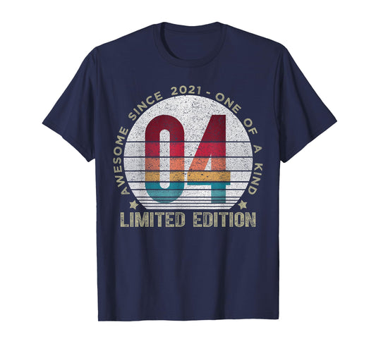 4 Year Old Gifts Vintage 2021 Limited Edition 4th Birthday T-Shirt