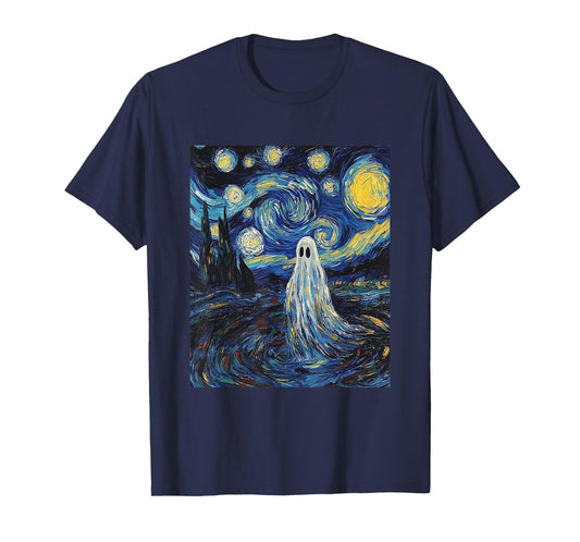 Ghost Halloween - Van Gogh Style - Starry Night T-Shirt