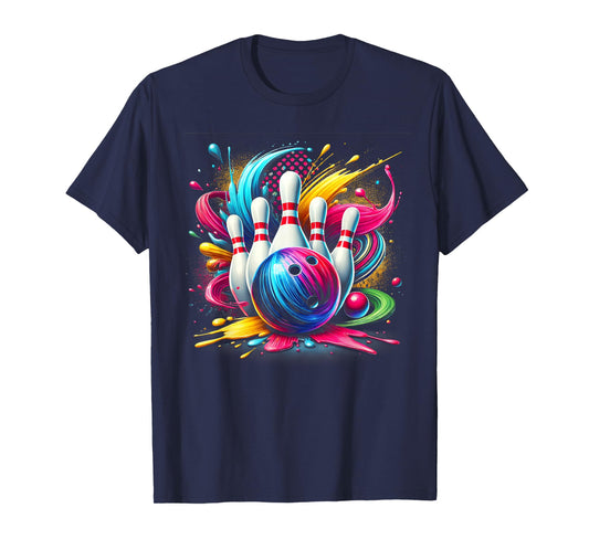 Colorful Bowling Game Day Bowling Flames Ball T-Shirt