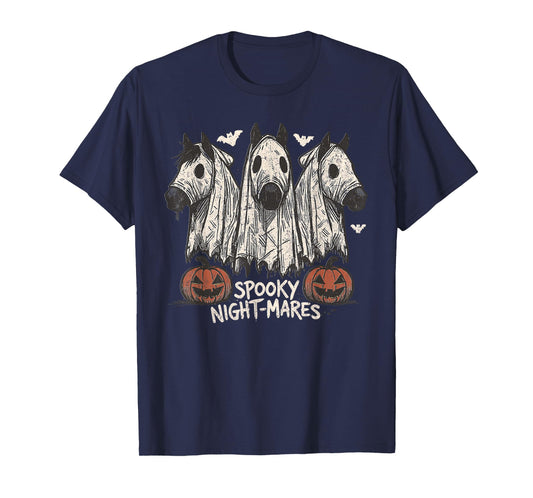 Spooky Night-Mares Halloween Horse Ghost Funny Spooky Season T-Shirt