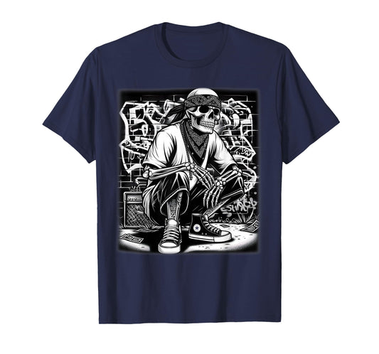 Mexican Gangster Shirt Cool Cholo Chicano Skeleton Con Safos T-Shirt