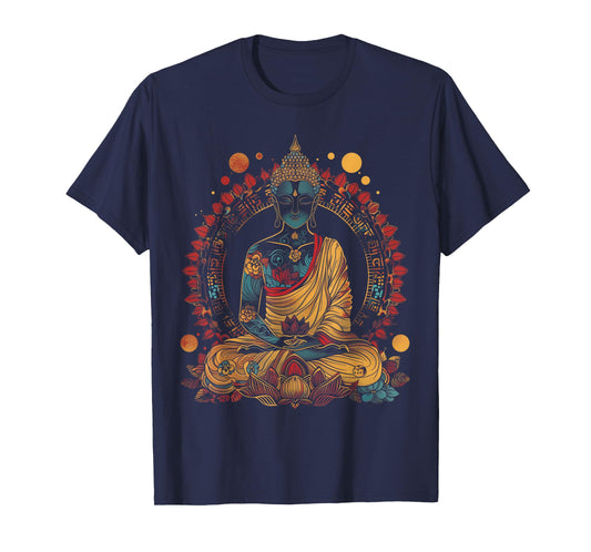 Buddha Vintage Flowers Zen Buddhist Buddhism Yoga Spiritual T-Shirt