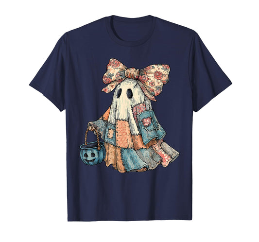 Denim Ghost Spooky Season Costume Coquette Women Girls T-Shirt